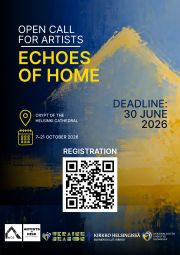 Ukrainalaisten yhdistys Suomessa ry kutsuu ukrainalaisia, kansainvälisiä tai Ukrainassa paraikaa olevia taiteilijoita osallistumaan 7.–21.10. järjestettävään Echoes of Home -näyttelyyn. Lue lisätiedot oheisesta englanninkielisestä kutsusta:
Open call for artists to participate in the exhibition “Echoes of Home”
Crypt of the Helsinki Cathedral, Helsinki
7–21 October 2026
The Association of Ukrainians in Finland announces an open call for artists to participate in the exhibition Echoes of Home, organised in collaboration with Artists at Risk.
The exhibition is part of the international cultural programme Ukraine Season Festival 2026.
Set within the historic Crypt of the Helsinki Cathedral, Echoes of Home brings together artistic practices reflecting on displacement, memory, identity, and resilience shaped by lived experience. The exhibition explores emotional and psychological dimensions of home — both as a physical place and as a state of being.
We welcome artworks engaging with themes of:
• longing and distance
• fragility of connection and the search for grounding
• belonging and the meaning of home
• reconstruction and inner resilience
• hope, empathy, and peace emerging from uncertainty
The open call is addressed to:
• Ukrainian artists based in Finland
• international artists working with related themes
• artists currently in Ukraine, with particular attention to photographic works and visual testimonies
We are looking for works that demonstrate conceptual clarity, artistic depth, and a compelling engagement with the exhibition’s thematic framework, and that are professionally prepared for exhibition (including framing and presentation where applicable).
Applications must be submitted via the online form: https://forms.gle/tU2NogeYc1h92aiEA
Application deadline: 30 June 2026
Notification of results: by 15 July 2026
Incomplete applications will not be considered.