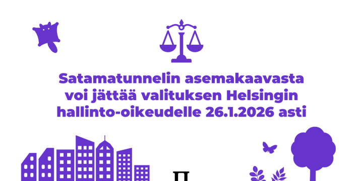 Rakennuksia, liito-orava, puita ja perhonen piirrettyinä.