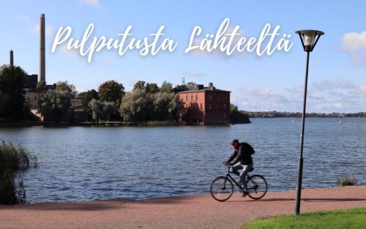 Lokakuun uutiskirje -kuvassa pyöräilijä meren rannalla.