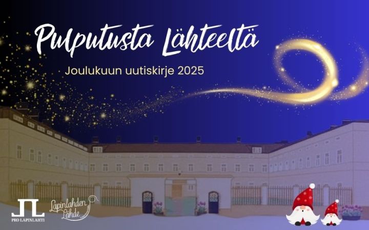 Lapinlahden rakennus, tummansininen taivas ja tähtituiketta.
