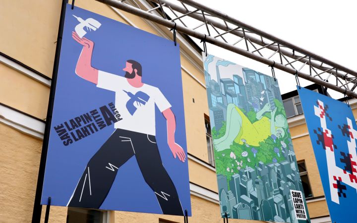 save lapinlahti with a poster näyttelyn voittaja julisteet