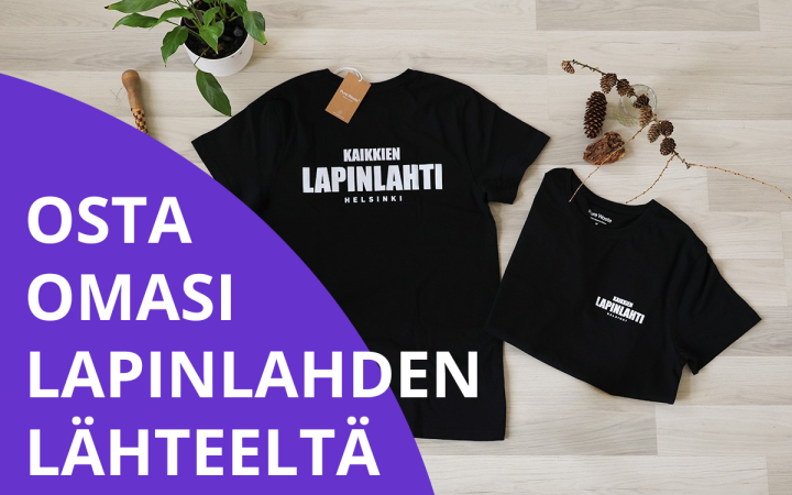 Lapinlahden t-paitojen kuva, joka on nyt myynnissä Kahvila Lahdessa