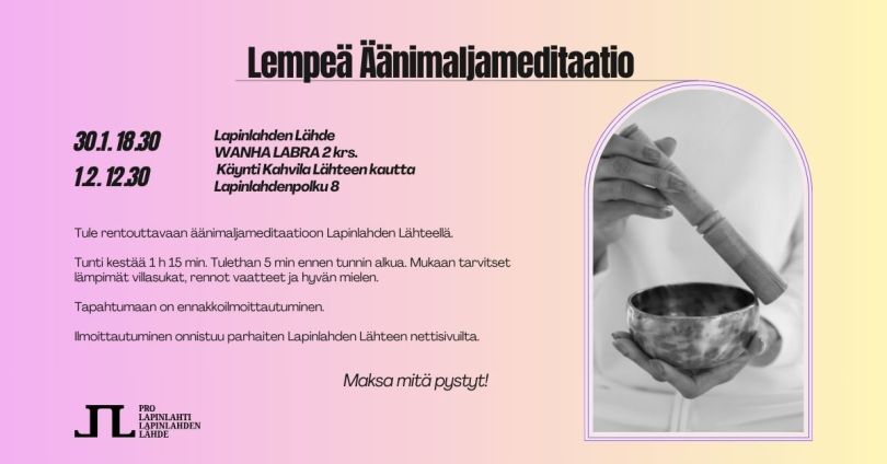 Lempeä äänimaljameditaatio 30.1.26