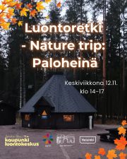 Tässä Kaupunkiluontokeskuksen loppuvuoden tapahtumia, tule mukaan! 🧡 

Tapahtumat ovat kaikille avoimia ja maksuttomia (joskus voi olla pieniä materiaalimaksuja). Lisätietoja: lapinlahdenlahde.fi/tapahtumat tai Kaupunkiluontokeskuksen nettisivuilla.

- Rento mieli ja keho-tunnit tiistaisin klo 16-17, loppuvuonna vielä 18.11., 2.12. ja 9.12. Ennakkoilmoittautuminen nettisivuilla avautuu aina kaksi viikkoa ennen kutakin tuntia

- Rento mieli ja keho 2h torstaina 13.11. ja 11.12. klo 15-17, ennakkoilmoittautuminen

- Luontoretki - Nature trip: Paloheinä, keskiviikkona 12.11. klo 14-17, ennakkoilmoittautuminen, 2€ materiaalimaksu lankapajaan

- Luontoretki - Nature trip: Talvipuutarha, keskiviikkona 10.12. klo 14-16, ennakkoilmoittautuminen avautuu 17.11.
- Unelmakarttojen askartelua - Dream map crafts tiistaina 18.11. klo 13-15

- Jouluaskartelua - Christmas crafts tiistaina 2.12. klo 13-15

- Luonnonkosmetiikkaa lahjaksi - Nature cosmetics for present tiistaina 9.12. klo 13-15, pienet materiaalimaksut riippuen tekemisen määrästä

- Omatoiminen Syyspolku jatkuu Lapinlahden puistossa ainakin viikon 49 loppuun asti

Otamme myös mielellämme vastaan toiveita retkikohteista ja muista tapahtumista sähköpostitse tai suoraan tapahtumissa! Ohjaaja Ilona pitää pitkän joululoman välissä, mutta jatkaa taas tammikuun puolivälistä tapahtumien parissa 😊

Senioriyhdistyksille ja -ryhmille tarjoamme myös maksuttomia esittelykierroksia Lapinlahden Lähteellä osana Liikkeelle Lähteeltä-hanketta ikääntyneiden liikkumisen edistämiseksi. Meille voi lähettää rohkeasti sähköpostia osoitteeseen kaupunkiluontokeskus@lapinlahdenlahde.fi!