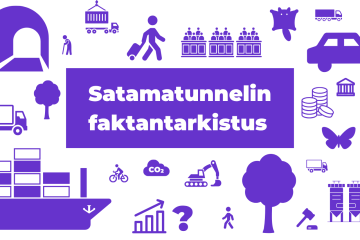 Satamatunnelin faktantarkastus -kansi, laiva, puita, ihmisiä, muita elementtejä