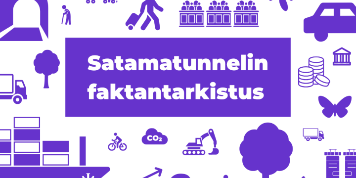 Satamatunnelin faktantarkastus -kansi, laiva, puita, ihmisiä, muita elementtejä