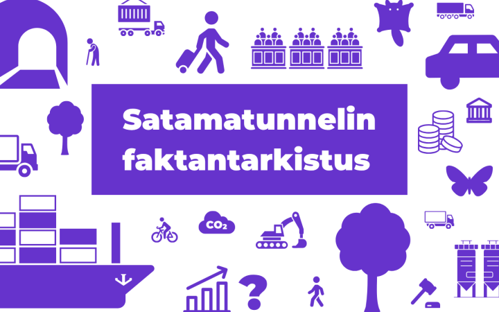 Satamatunnelin faktantarkastus -kansi, laiva, puita, ihmisiä, muita elementtejä