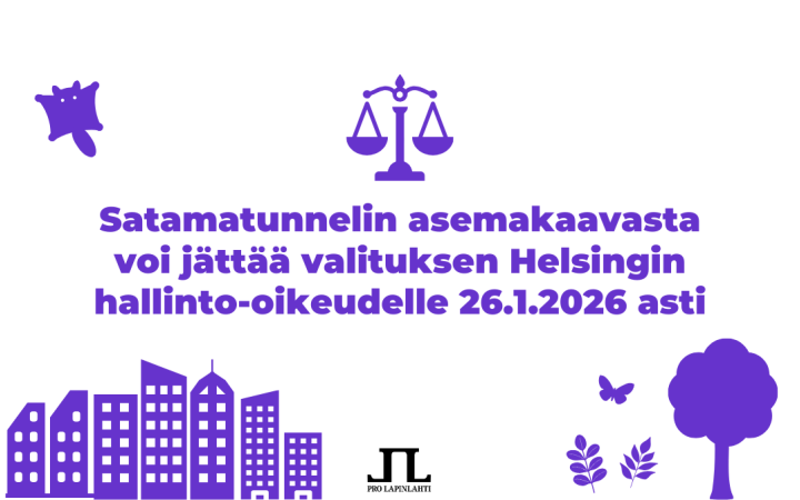 Rakennuksia, liito-orava, puita ja perhonen piirrettyinä.