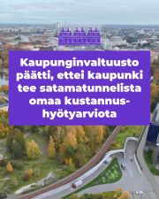 Kaupunginvaltuusto päätti keskiviikkona 4.2.2026 Hannu Oskalan (vihr.) satamatunnelia koskevasta valtuustoaloitteesta. Aloite yhteiskuntataloudellisen kustannus-hyötyarvion tekemisestä kaatui äänin 44–40.