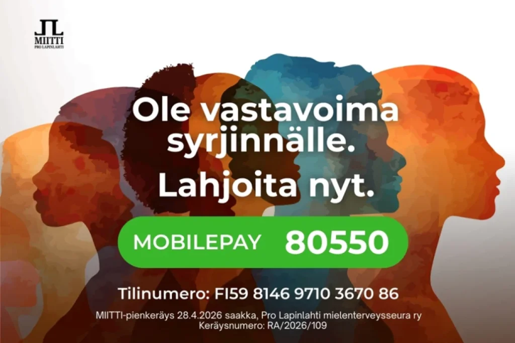 Värikkäällä taustalla tietoja pienkeräyksestä.