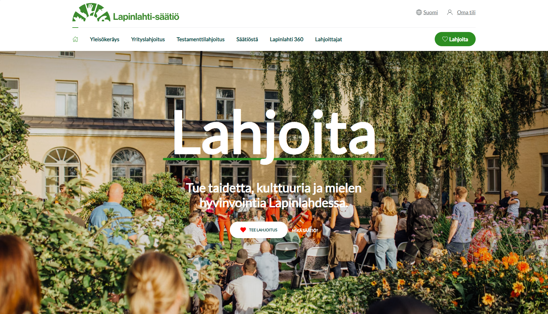 Lapinlahti Säätiö kotisivun kuvaa