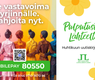 Värikkäitä hahmoja rivissä ja pienkeräysteksti