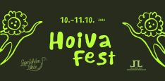 Kuva on Hoiva Festin tapahtumakuva, jossa on musta tausta ja vihreää tekstiä tapahtumasta.