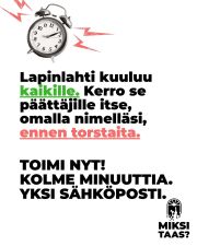 On aika toimia! Lapinlahden arvokasta kulttuuriperintökohdetta ei saa kohdella pelkkänä kiinteistösijoituksena.
Autetaan yhdessä päättäjiä välttämään virhe ja rakentamaan Helsinkiä, josta voimme olla ylpeitä. Klikkaa lapinlahdenlahde.fi -> Miksi taas -kuvake -> lue ohjeet.
Kirjoita mielipiteesi suoraan päättäjille sivumme kautta – ja tee se pian, ennen 17.9.! Kiitos!
#KaikkienLapinlahti