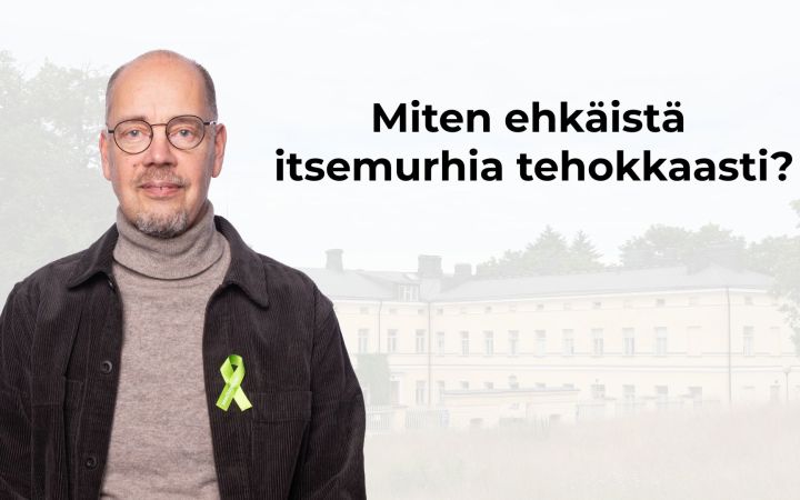 Kuvassa on Kristian Wahlbeck, Lapinlahden sairaala sekä luennon aihe.