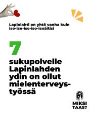 Tiesitkö, että Lapinlahti on yhtä vanha kuin iso-iso-iso-iso-isoäitisi? Psykiatrinen sairaala (sen aikaisin termein mielisairaala) perustettiin Lapinniemelle 185 vuotta sitten, jolloin se oli Euroopassakin yksi ensimmäisistä lajissaan.
Jo seitsemän sukupolvea tuntee Lapinlahden paikkana, jossa mielen sairauksia on hoidettu ja mielen hyvinvointia tuettu edistyksellisillä tavoilla. Alusta asti ymmärrettiin, miten suuri merkitys ympäristöllä ja luonnolla on toipumiselle. Tänä päivänä työssä painottuu mielenterveysongelmien ennaltaehkäisy ja voimavarojen vahvistaminen erilaisen yhdessäolon ja yhteisen tekemisen kautta.
Lapinlahden aineeton mielenterveystyön kulttuuriperintö elää siten vahvana joka päivä. Auta päättäjiä näkemään sen arvo ja säilyttämään sen jatkumo tuleville sukupolville. Kirjoita heille jo tänään nettisivultamme löytyvien ohjeiden avulla! Kiitos, että olet mukana tukemassa jokaisen oikeutta mielen hyvinvointiin ❤️
#KaikkienLapinlahti