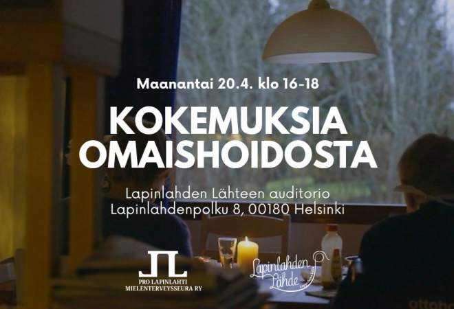 Kokemuksia omaishoidosta 20.4. klo 16-18 Auditoriossa.
