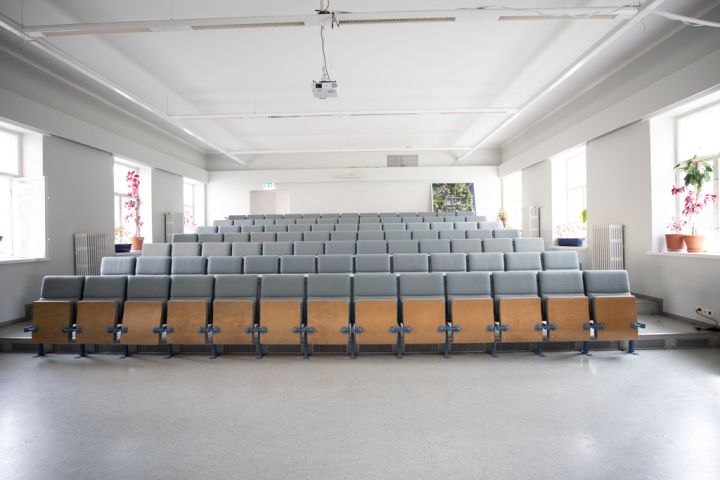 Kuvassa on auditorion penkkirivejä.