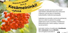 Kuva on Kesämeininki!-tapahtuman mainoskuva, joka sisältää kuvan pihlajanmarjoista ja tietoa tapahtumasta.
