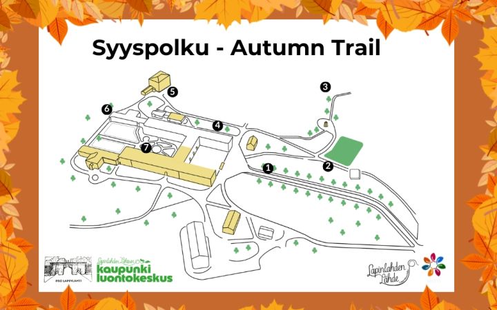 Syyspolun kartta Lapinlahden puistossa.