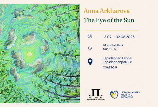 Kuva on The Eye of the Sun -näyttelyn mainoskuva