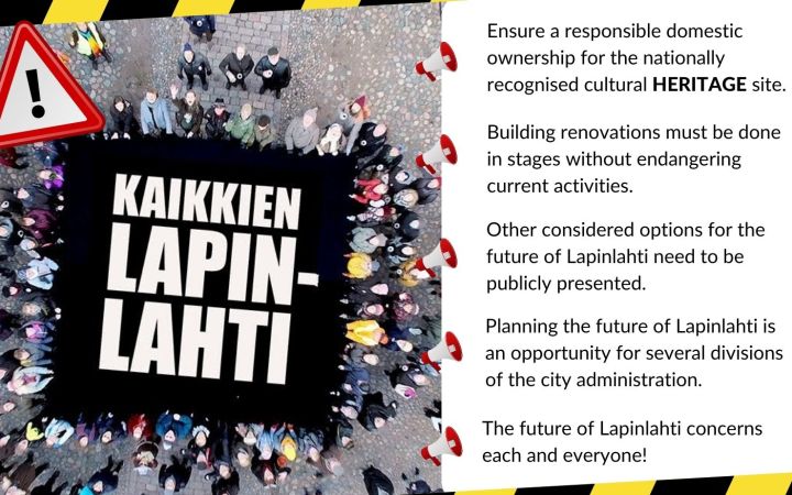 Lapinlahti-yhteisö hämmästelee ehdotusta luovuttaa enemmistöosuus elävästä kansallisesta kulttuuriperinnöstä yksityisellekiinteistösijoittajalle