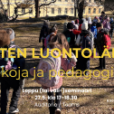 Lapsiryhmä Lapinlahden puistossa reput selässä