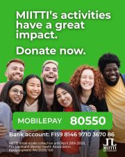 Nearly all of MIITTI’s group leaders first joined the program as participants.
Group leaders who have moved to Finland have the opportunity at MIITTI to utilize their skills and find fulfillment, which is unfortunately rare in the Finnish workforce.
88% felt that participating strengthened their sense of belonging.
“This weekly meeting really made me feel happy and accepted,” says one participant.
MIITTI’s work has a huge impact. Help MIITTI, which acts as a bridge for newcomers to Finland, to make friends and find meaningful activities! Even a small donation is a big help.
• A quarter of our funding is being cut
• You can help keep our doors open in the future
• Together against discrimination – donate now
Mobilepay: 80550
Account number: FI5981469710367086
--
The purpose of the MIITTI small-scale fundraiser organized by Pro Lapinlahti Mental Health Association is to organize activities that reduce loneliness and support mental health at Lapinlahden Lähde.
Fundraising ID: RA/2026/109 | Fundraising period: Jan. 29–Apr. 28, 2026
Lapinlahdenpolku 8, 00180 Helsinki | viestinta@lapinlahdenlahde.fi | +358 400 450 065