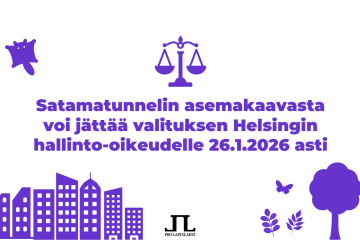 Rakennuksia, liito-orava, puita ja perhonen piirrettyinä.