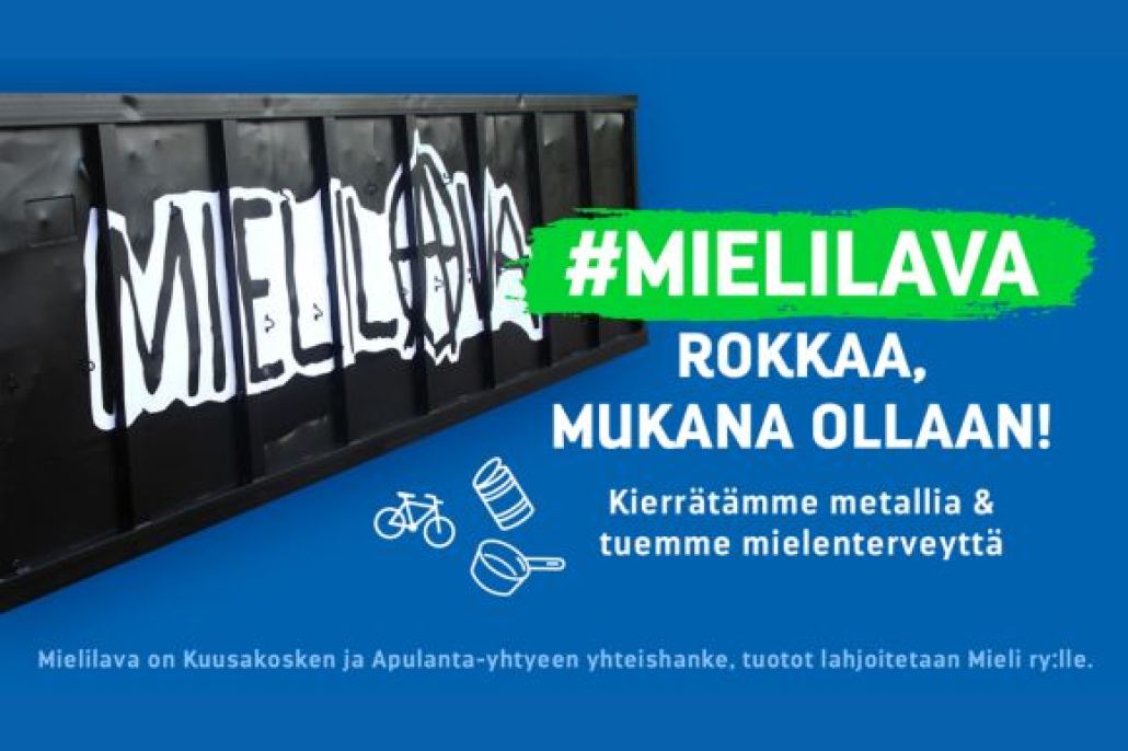MIELILAVA-teksti sinisellä pohjalla.