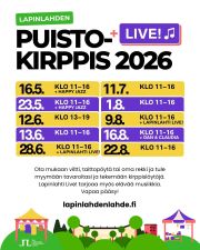 Tule jälleen kesäiselle puistokirppikselle huomenna lauantaina klo 11–16 sekä Lapinlahti Loves Art and Life -tapahtumaan!
Ota mukaan viltti, taittopöytä tai oma rekki ja tule myymään tarpeettomat tavarasi ja tekemään kierrätyslöytöjä. Myyjille on varattu alue päärakennuksen edessä sijaitsevien autoteiden välissä olevalta nurmialueelta. Tapahtuma on kaikille avoin, eikä myyntipaikkaa tarvitse varata etukäteen. Muista kuitenkin jättää myyntipisteesi ja asfaltoidun autotien väliin metrin verran tilaa, jotta vierailijat voivat väistää turvallisesti autoja.
Huomioithan, että tapahtuma on tarkoitettu vanhan tavaran myyntiin. Elintarvikkeiden myynti ei ole sallittua. Päivän aikana mahdollisesti myymättä jääneet hyväkuntoiset ja myyntikelpoiset pikkutavarat voi lahjoittaa Lähteen Patinaan myytäväksi.
Suosittelemme myös osallistumaan samalla Lapinlahti Loves Art and Life -tapahtumaan! Esimerkiksi kello 12–15 voi käydä noutamassa maalaustarvikkeet päärakennuksen etupihalta ja poiketa puistoon maalaamaan maisemia. Kurkkaa tarkempi Lapinlahti Loves Art and Life -ohjelma ja kesän muut puistokirppikset Facebook-sivujemme tapahtumista.
Tervetuloa!