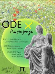 Puistojooga x ODE: LA 11.7. Lapinlahti Loves Art & Life
Tule kanssamme rentoutumaan, liikkumaan lempeästi ja sanataiteilemaan soivasti Lapinlahden Lähteelle lauantaina 11.7.
Luvassa on ambient-musiikkia, ohjattua joogaa ja rentoutusharjoitteita sekä Open Mic -osio taiteellesi kauniin puutarhapihan sylissä. Musiikillista spoken wordia, äänimaisemia, runonlausuntaa. Tule jakamaan taiteesi kanssamme!
Klo 15–16 Puistojoogaa & ambient-musiikkia.
Klo 16–20 Ode.spot: Soita, laula, lausu, esiinny.
Huom! Tapahtumaan ei oteta ennakkoilmoittautumisia, joten ilmoittauduthan paikan päällä.