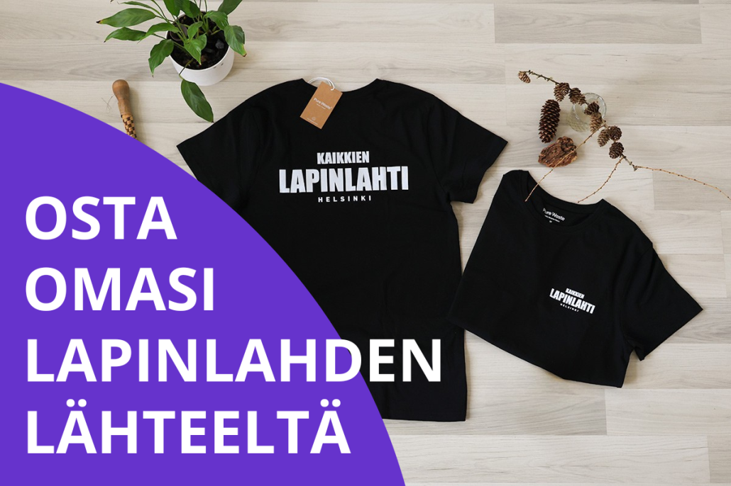 Lapinlahden t-paitojen kuva, joka on nyt myynnissä Kahvila Lahdessa