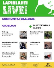 Tervetuloa Lapinlahteen sunnuntaina 28.6. klo 13–19 kuuntelemaan monipuolista ja upeaa musiikkia Lapinlahti Live! -tapahtumaan. Se johdattelee meidät kaihoisista gramofoniajan sävelmistä energiseen live-rapiin, herkistä akustisista hetkistä rosoiseen folk’n’punkiin ja elokuvallisiin elektronisiin äänimaailmoihin.

Ohjelma:

Kello 13 ensimmäisenä Omenapuutalon lavalle nousee Neiberg, jonka kitaramusiikin pohjana on jazz manouche. Hänen musiikissaan voi kuulla myös iskusävelmien kaihoa, eurooppalaisen kansanmusiikin sävyjä sekä ragtime-, bluegrass- ja bluesvaikutteita.

Kello 14 Petja ja Rivot Rosmot tarjoilevat meille ”keskiolutjazzia” ja ”kapakkakantria”.

Kello 15 esiintyy laulaja-lauluntekijä Wandering Cloud, jonka musiikissa voi kuulla vaikutteita suoraviivaisesta indiepop-estetiikasta ja folkista. Hän esittää akustisia kappaleita muun muassa albumiltaan Ajatuksia, jotka sopivat minulle.

Kello 16 lavalle nousee Timo Kalevi Forss. Hänet tunnetaan parhaiten kirjailijana, ja hän on kirjoittanut kappaleita muille artisteille vuosikymmeniä. Nyt hän esittää omia akustisia laulujaan, jotka ovat kantaaottavaa folk’n’punkkia.

Kello 17 esiintyvät Luti & Friends. Heidän energisessä rap- ja pop-kokonaisuudessaan yhdistyvät oma musiikki, vahva ”live-presenssi” ja tarkasti rakennettu show-kaari. Setti liikkuu energisten ”bängerien”, melodisempien hetkien ja näyttävien yhteisnumeroiden välillä.

Klo 18 viimeisenä artistina esiintyy Eriika, joka vie meidät täysin omaan musiikilliseen maailmaansa. Itse kappaleensa kirjoittava ja tuottava Eriika käsittelee vaikeimpia tuntemuksiaan muuttamalla ne suureksi elektroniseksi popiksi, jossa voima ja herkkyys yhdistyvät ainutlaatuisella tavalla.

Järjestämme myös samana päivänä klo 11–16 puistokirppiksen. Tule siis tekemään kirppislöytöjä ja myymään tavaroitasi Lapinlahden puistoon. Lue lisää puistokirppiksistä FB- ja verkkosivuiltamme. 

Tervetuloa viettämään upeaa kesäpäivää kanssamme!

#KaikkienLapinlahti #LapinlahtiLive