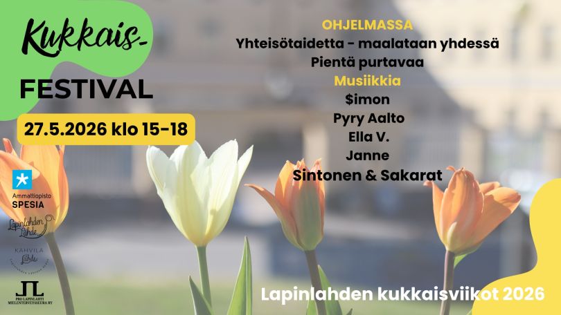 Tulppaaneja ja ohjelmatekstiä.