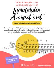 Lapinlahdessa vietetään taas Avoimia ovia! 🙌🏼
Tule tutustumaan mitä kaikkea täällä tehdään ja ketkä mahtavat ihmisiä täällä puuhastelevat! 🧡
Avoimia ovia vietetään 10.-11.4.2026 ja kaikki ovat tervetulleita! ❤️
Lisätietoa tapahtumasta löydät kotisivuiltamme Tapahtumakalenterista 📅
Nähdään Lapinlahdessa! 🎉