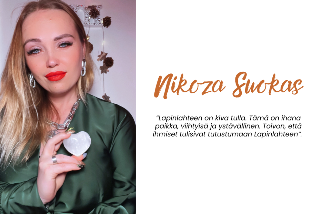 Kuvassa vaalea nainen, jolla kädessä sydänheijastin.