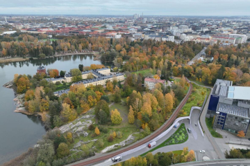 Havainnekuva satamatunnelin ja Länsibaanan sijoittumisesta Lapinlahden puistoon 2024.