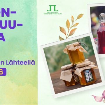 Kuva on Lapinlahden sadonkorjuujuhlan mainoskuva, jossa tietoa tapahtumasta ja valokuvia tuotteista